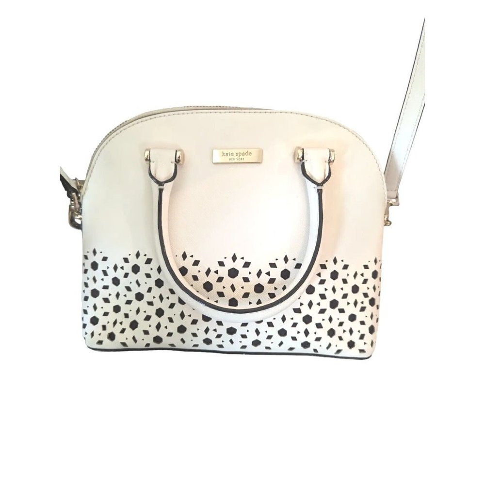 Kate Spade Newman Drive Mini Carli Cement Cream White Floral Cut Crossbody Bag - Picture 13 of 15